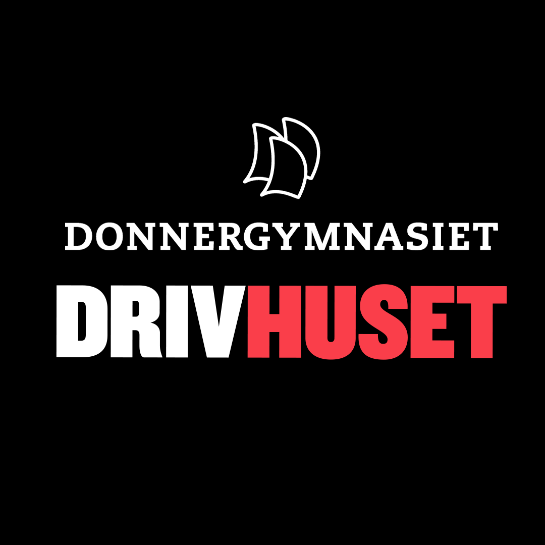 Logotyp för Donnergymnasiet och Drivhuset på svart bakgrund